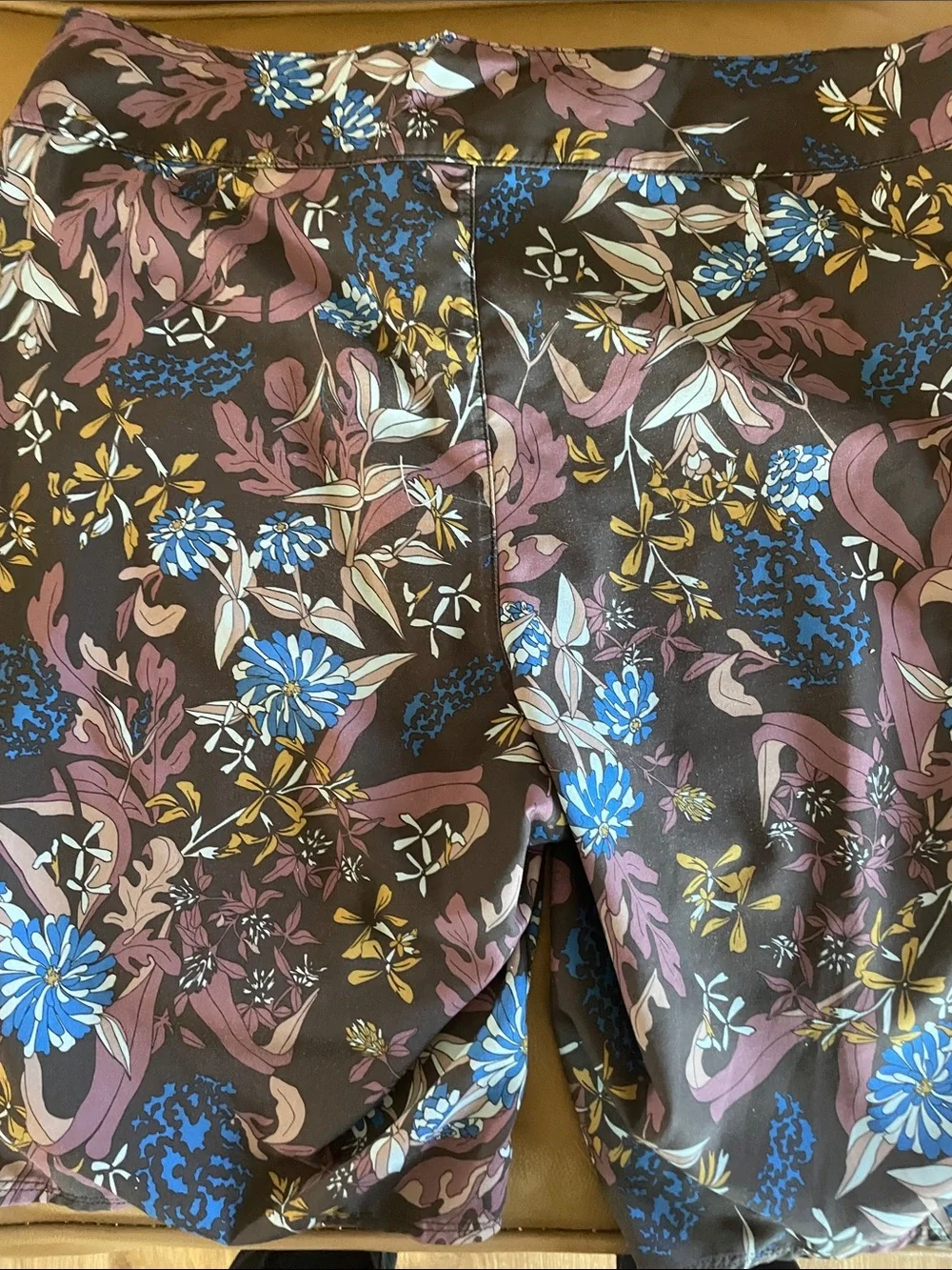 Patagonia Floral Swim Board Shorts in Black, Blue, Purple with Yellow Drawstring